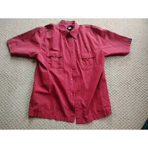 Men's Redsand Red Plaid Short Sleeve Button Up Shirt Cotton Blend Large